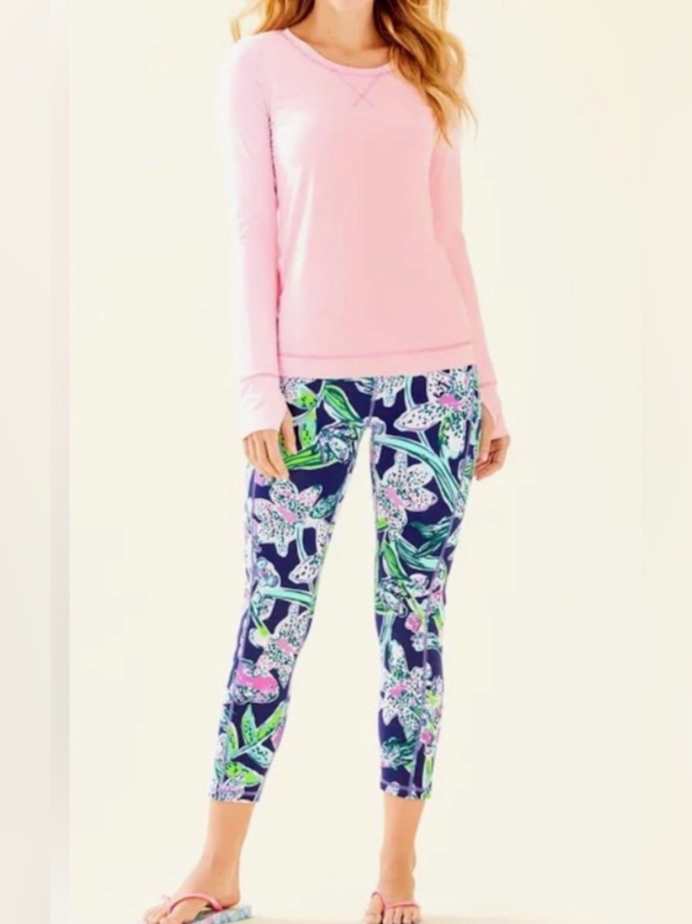 NWT Lilly Pulitzer Luxletic Weekender Midi Women’s Leggings Sway This Way Size L